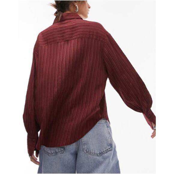 New ~ TOPSHOP ~ Women's Textured Panel Shirt Size 6 - Picture 2 of 10